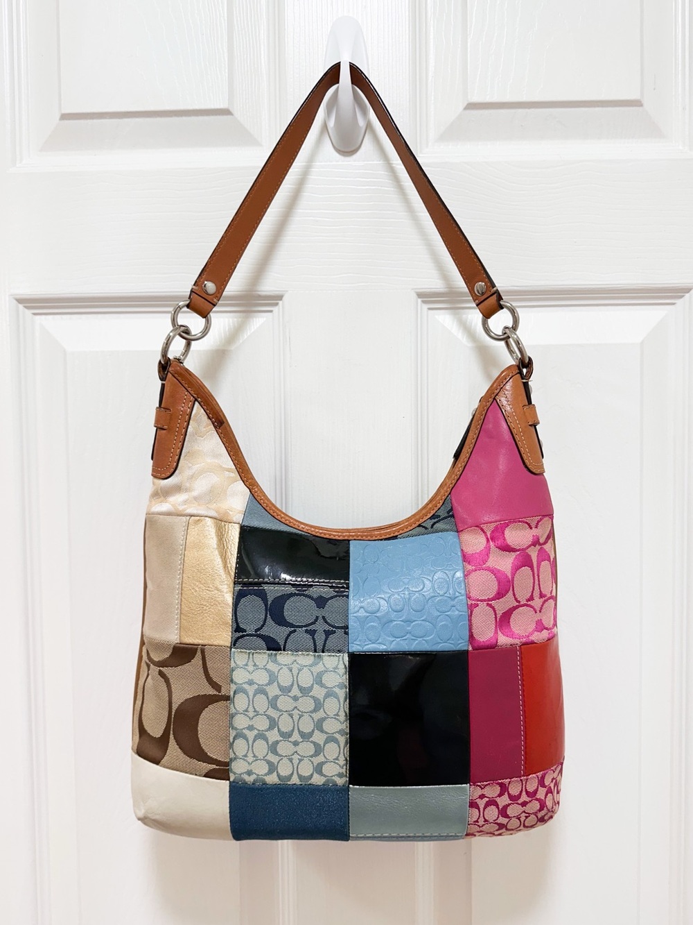 Coach Patchwork Convertible Hobo Shoulder Crossbody Bag - Picture 4 of 16